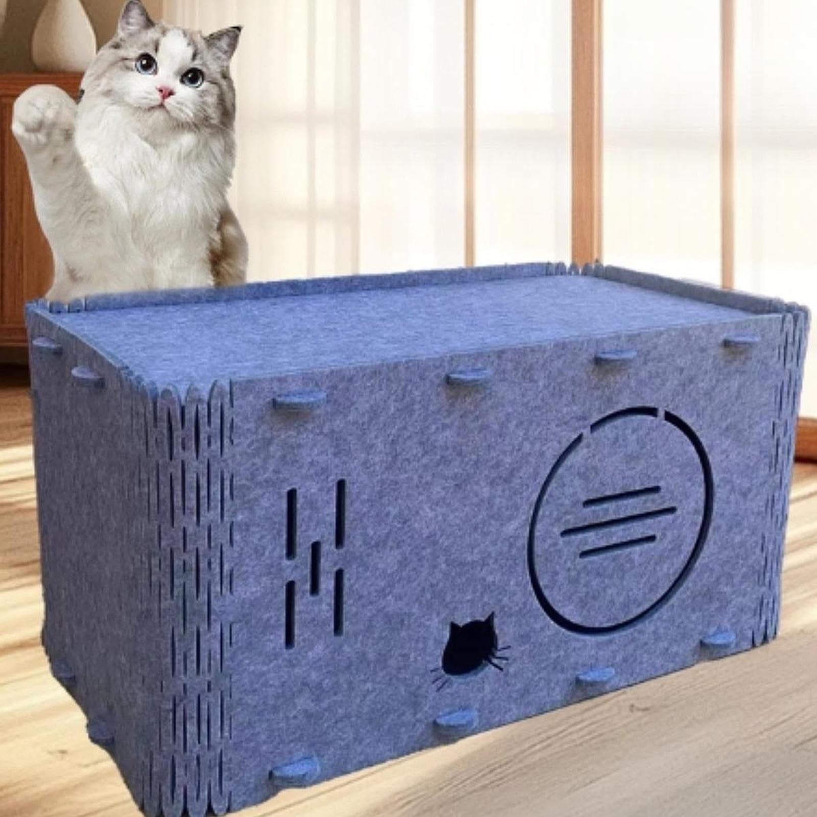 MYCENSE Cat House Felt Hideaway Bed Furniture Protection Pet Accessory Practical Breathable Scratch Resistant Foldable Felt Kitten Cave
