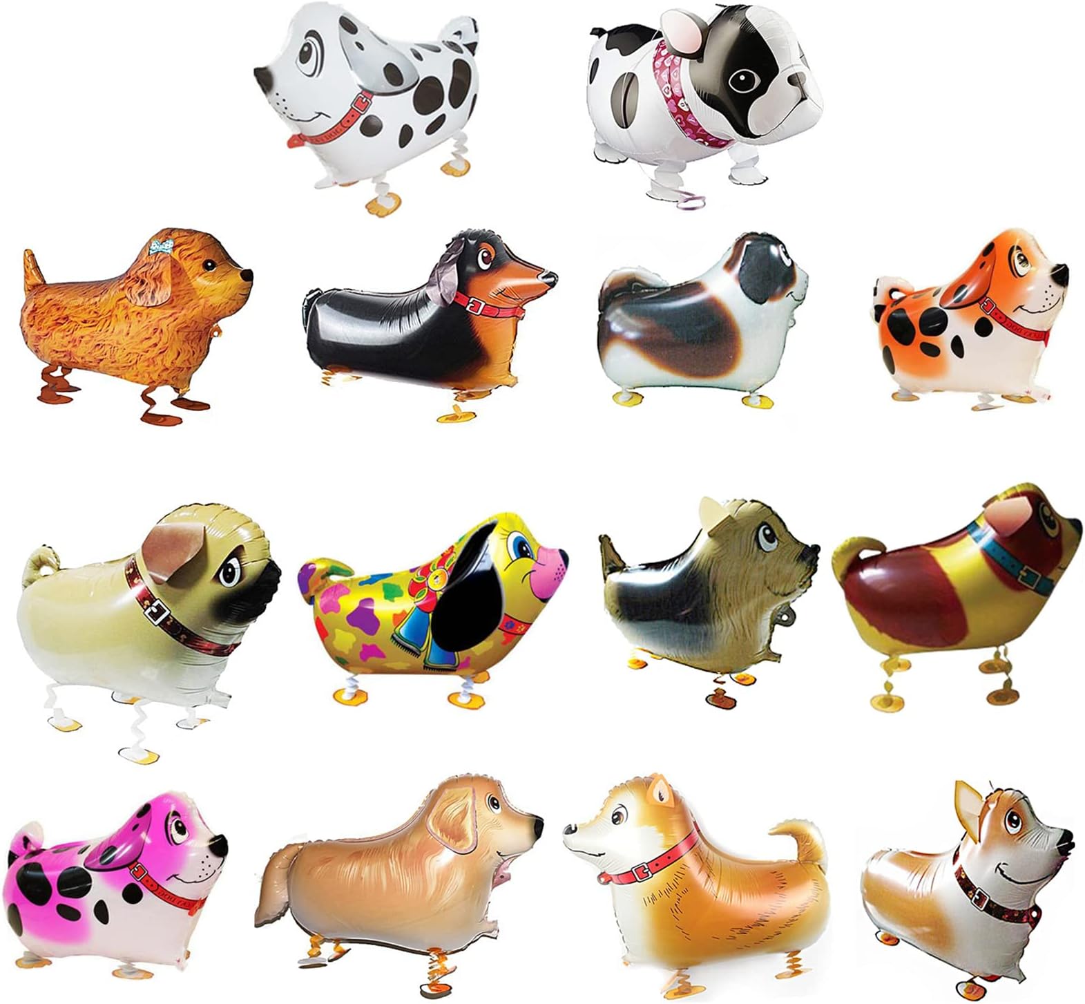 SOTOGO 14 Pieces Walking Animal Balloons Pet Dog Balloons Dog Balloon Air Walkers, Kids Gift Birthday Party Décor