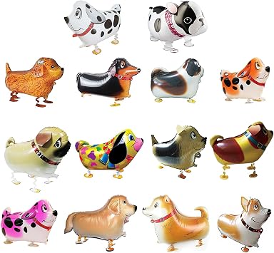 SOTOGO 14 Pieces Walking Animal Balloons Pet Dog Balloons Dog Balloon Air Walkers, Kids Gift Birthday Party Decor