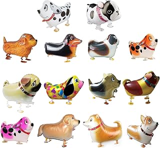 SOTOGO 14 Pieces Walking Animal Balloons Pet Dog Balloons Dog Balloon Air Walkers, Kids Gift Birthday Party Décor