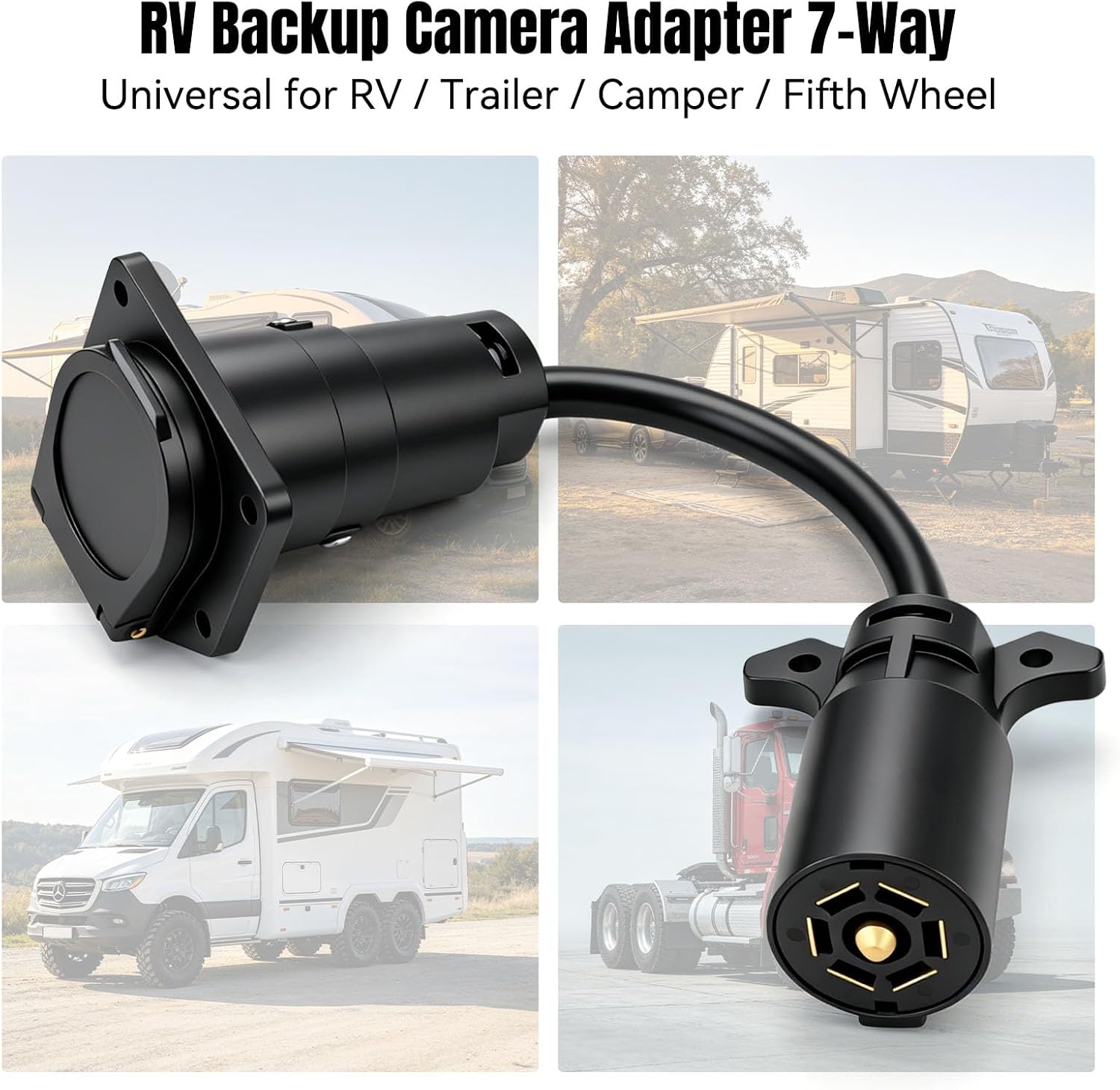 Jerbor 7-Way Vehicle Power Adapter with Power Switch Fit for Furrion Vision S, Direct Replace F2BC004XXBK FR87PR 2021132201, 12V DC Plug & Play Trailer Adapter for RV Backup Camera System