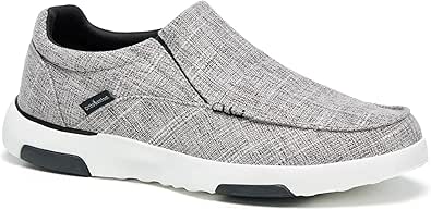 OrthoComfoot Men's Slip On Loafers, Arch Support Boat Shoes for Plantar Fasciitis, Canvas Leisure Vintage Flat Walking Orthopedic Shoes for Extra Cushioning and Pain Relief