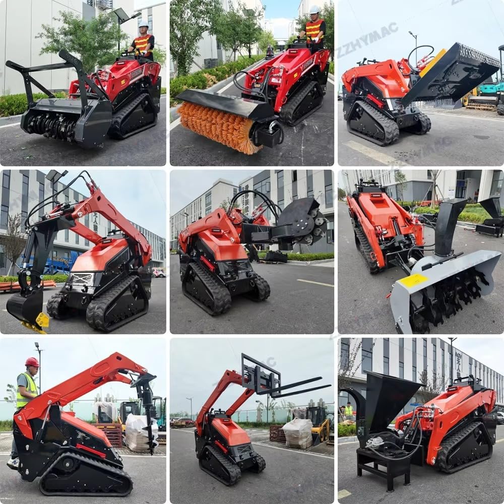 Compact Mini Skid Steer Loader Low-maintenance Tracked Loader | Great for Ranch Work, Road Repair, Utility Digging | Includes Quick-attach System & Zero-turn Maneuverability