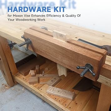 Hardware Kit for Moxon Vise, Bench Vise Screw Kit Includes 8 Inch Threaded Rods, Cast Knobs, Nuts & Washers Woodworking Workbench Tools Accessories