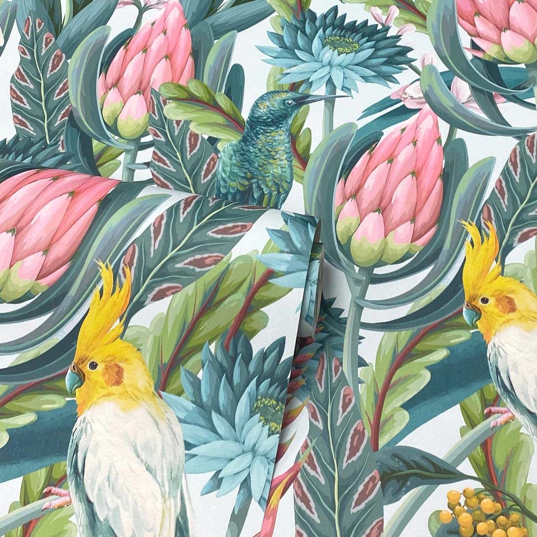 Arthouse Rainforest Escape Design Green Pink Paste The Paper Vinyl Wallpaper