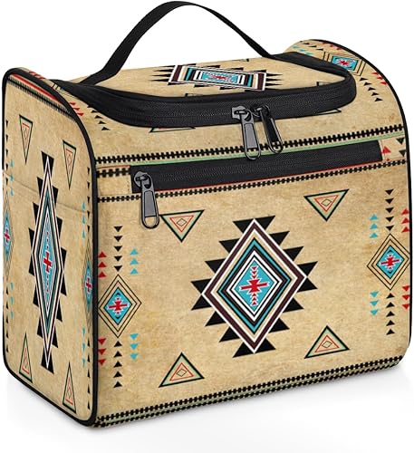 Miniatura 1 de Funky Qiu Neceser de viaje para mujeres y hombres, étnico azteca, bolsa organizadora de cosméticos colgante, bolsa de maquillaje portátil resistente