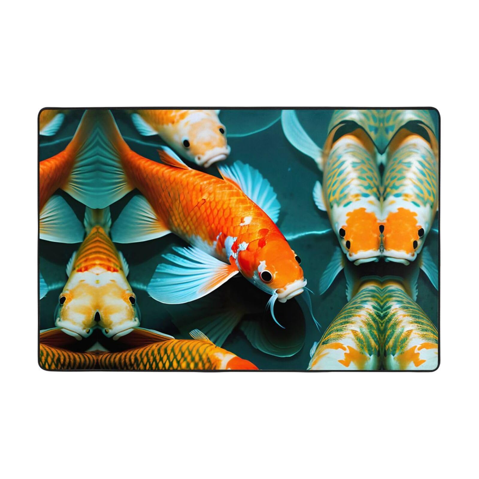 Tapis de surface imprimé poisson koi super doux salon chambre décoration maison