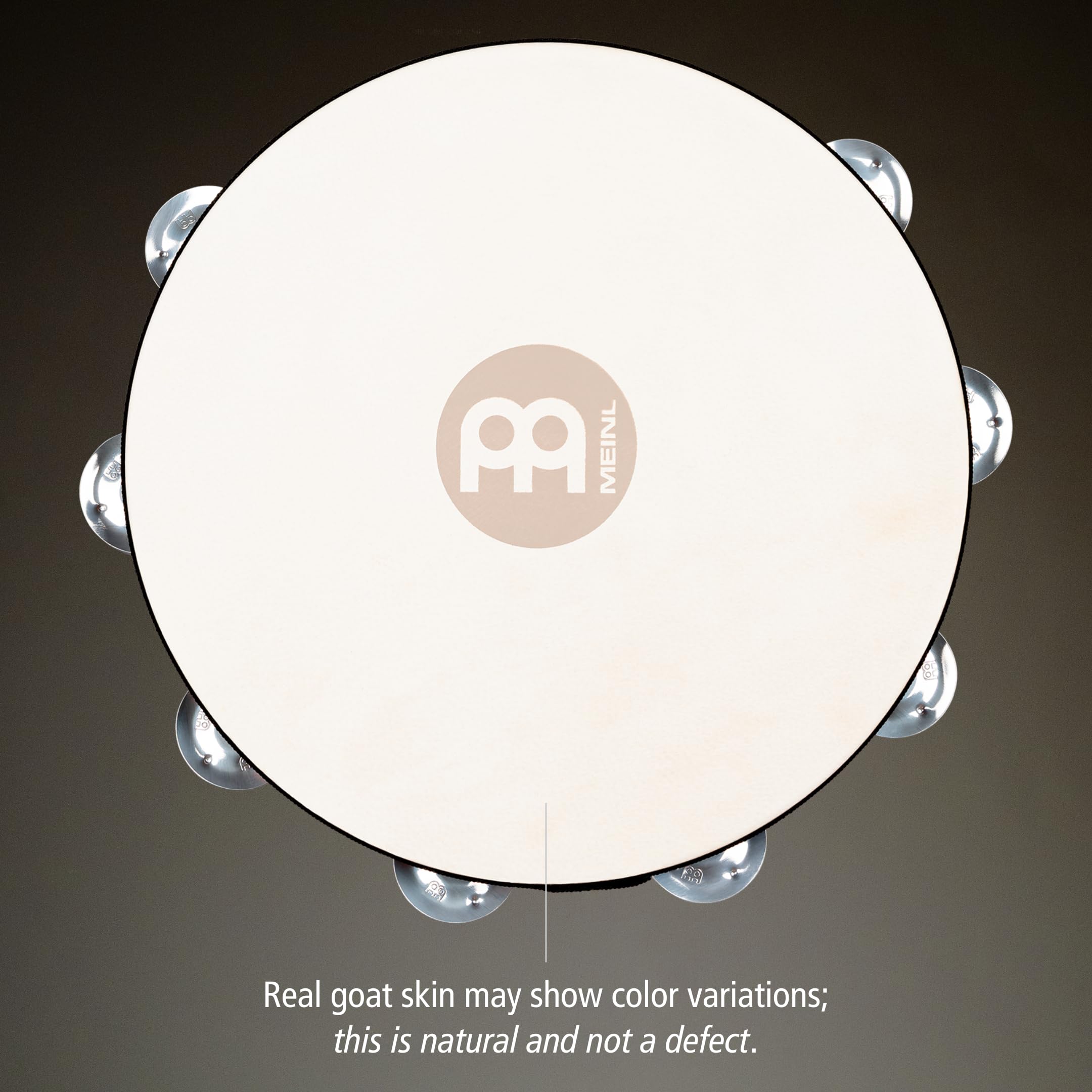 Meinl Percussion Traditional Goatskin Wood Tambourine, Braun (TAH2A-AB) | Tamburin mit 2 Reihen Jingles, Durchmesser 10 Zoll, mit Ziegenfell, Holz und Aluminium