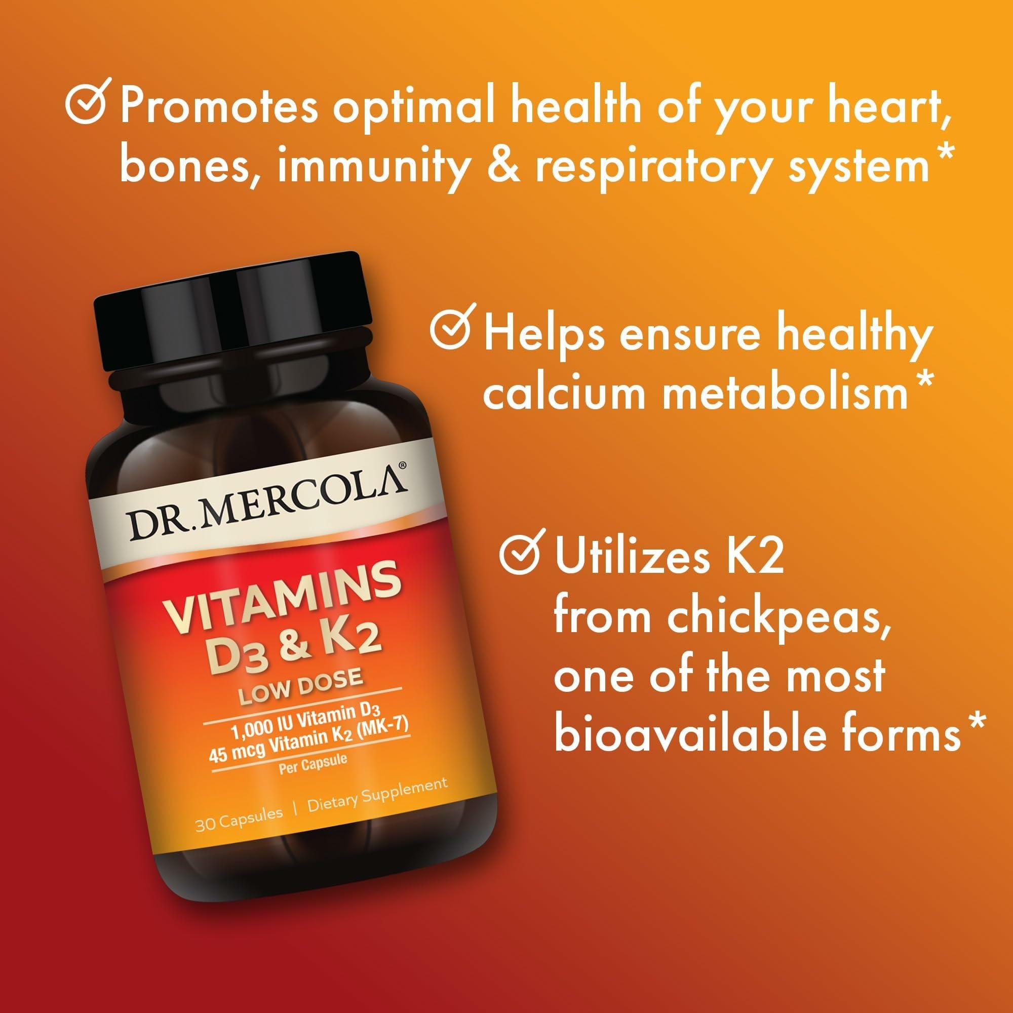 Dr. Mercola Vitamins D3 & K2 Low Dose, 30 Capsules (30 Servings) — Amazon image 4