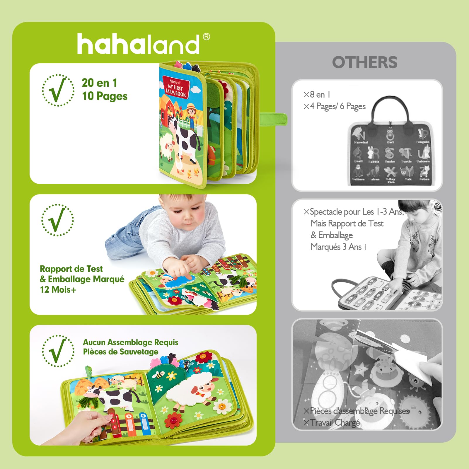 hahaland Jouet Bebe 1 an Busy Board Montessori âge 1 an avec 6 Couches Planche, Jouet Enfant 1 2 3 4 Ans Jeux Montessori Jouets d'activité et de Développement, Cadeau Enfant 1 2 3 Ans