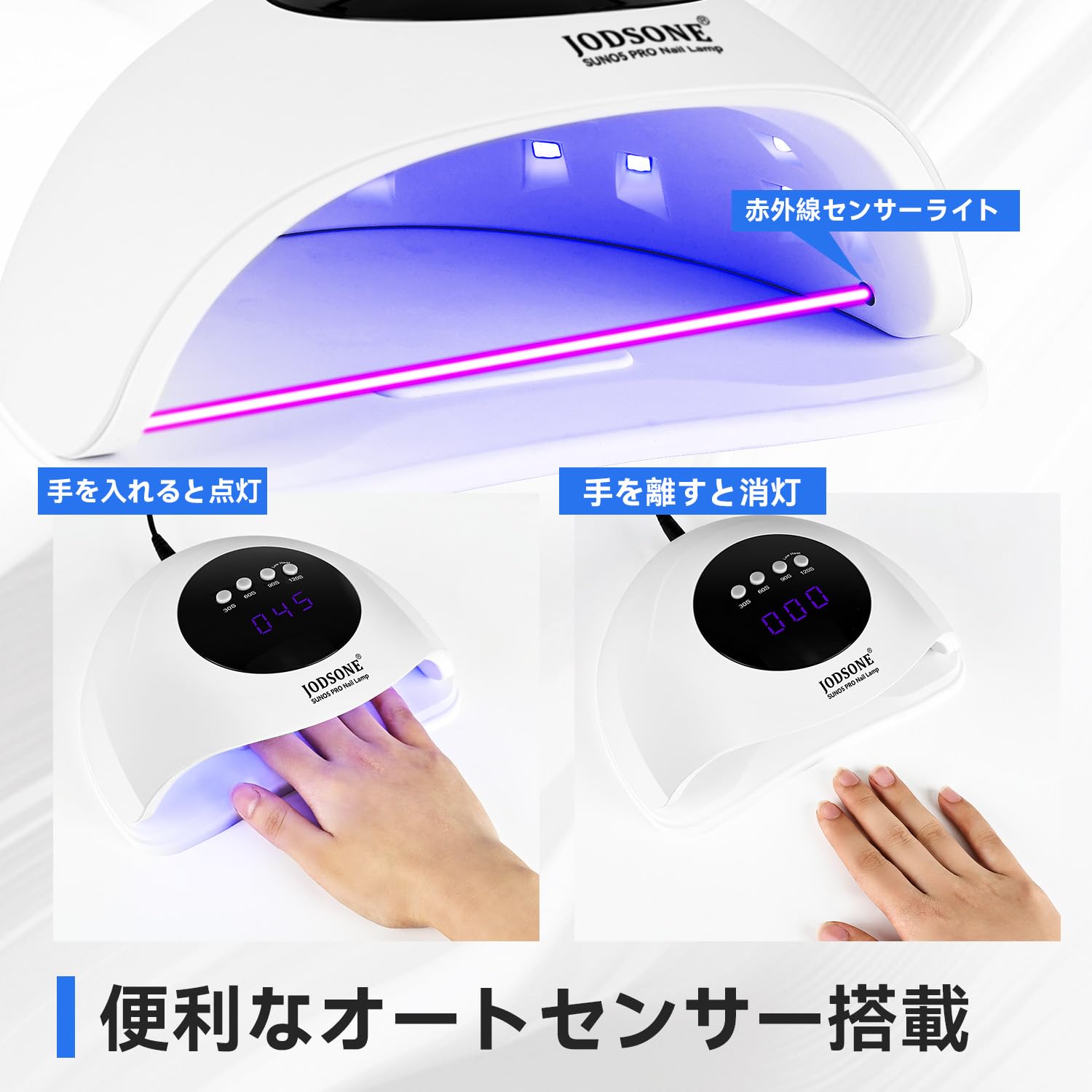 Amazon.co.jp: JODSONE ホワイト ジェルネイル ライト UV+LED 24灯