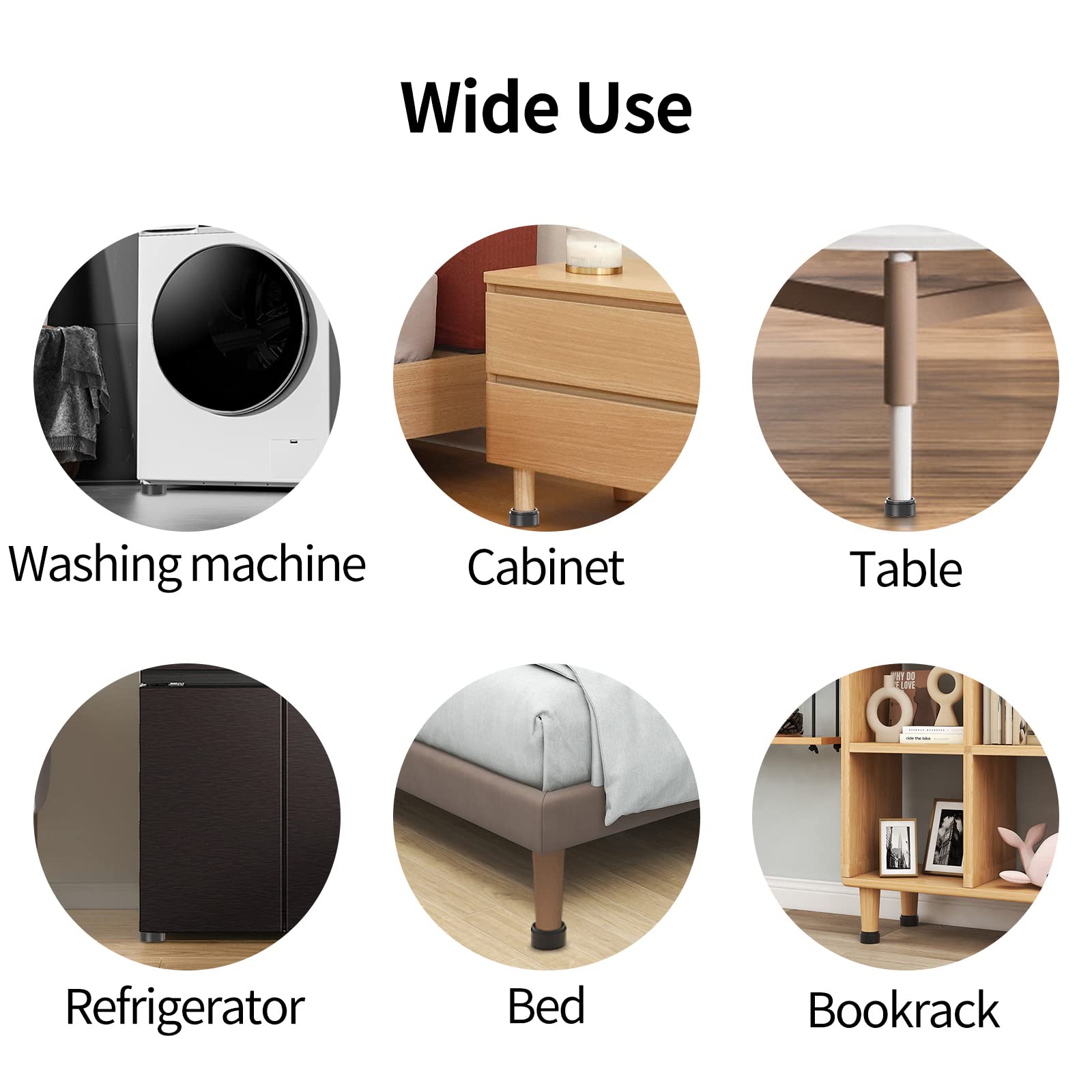Ezprotekt Paquete de 12 elevadores ajustables redondos para muebles de cama, apilables de 1 pulgada crean una altura adicional de 1, 2 o 3 pulgadas de altura para sofá, cama, mesa, silla, goma