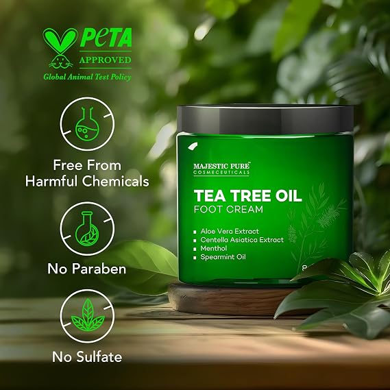 Majestic Pure Tea Tree Foot Cream with Tea Tree Oil - 8 Oz