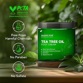 Majestic Pure Tea Tree Foot Cream with Tea Tree Oil - 8 Oz