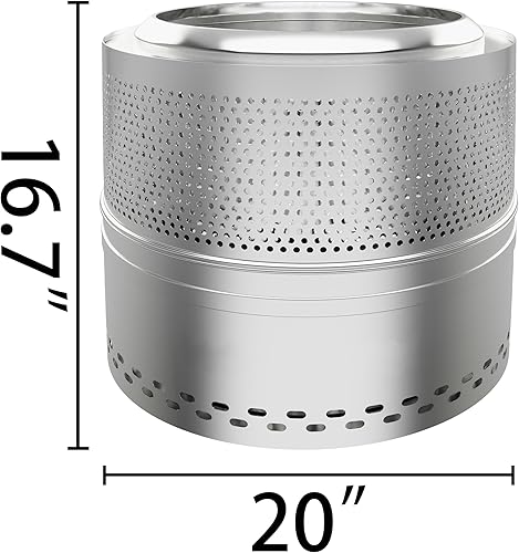 Miniatura 4 de Fogata sin humo para patio exterior, chimeneas de madera de acero inoxidable de 20 pulgadas con cenicero extraíble, bolsa de almacenamiento portátil