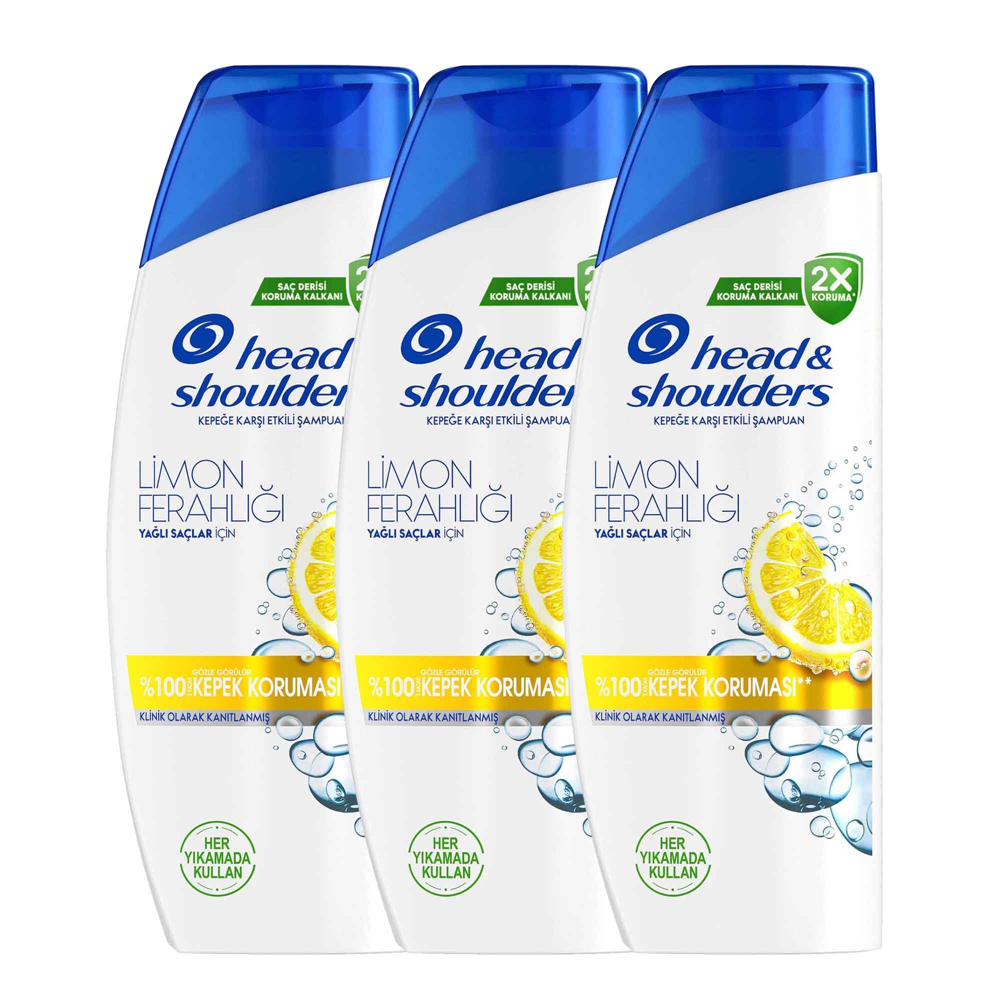 Head & Shoulders Limon Ferahlığı Kepek Karşıtı Yağlı Saçlar İçin Günlük Kullanım 330 ml Şampuan 3lü paket