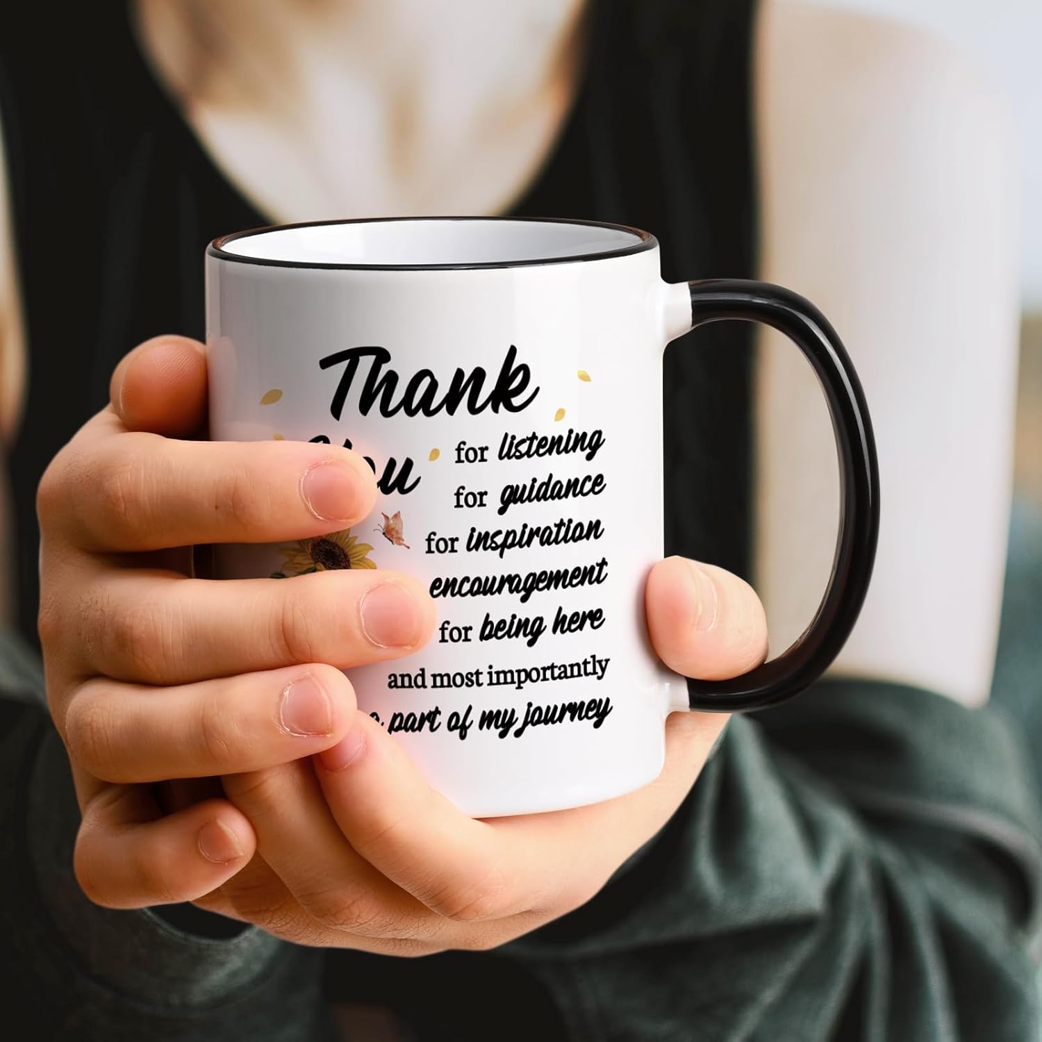 Maustic Thank You Gifts for Women - Appreciation for Teacher, Coworker, Friends, Boss, Mentor - Farewell Gift - 'Thank You for Being a Part of My Journey' Mug, 11 Oz - Image 2