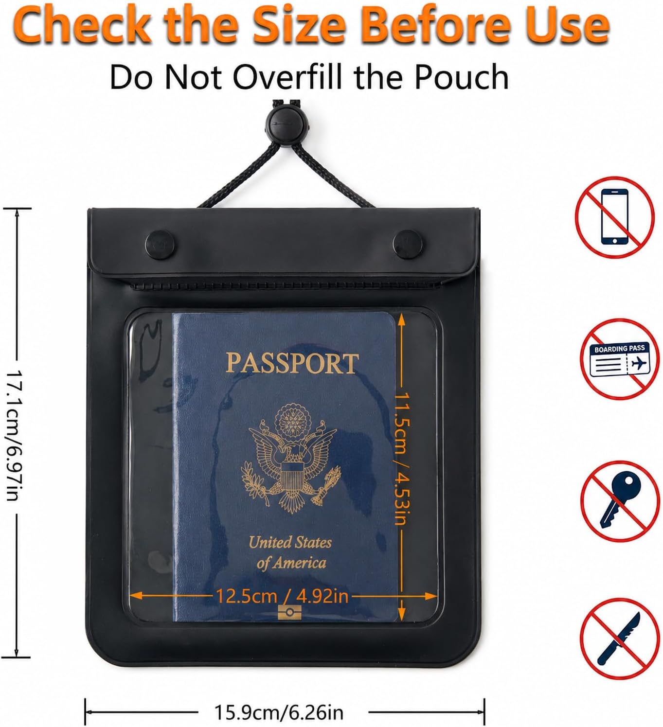 WALNEW Waterproof Passport Holder Pouch for Travel with Adjustable Lanyard