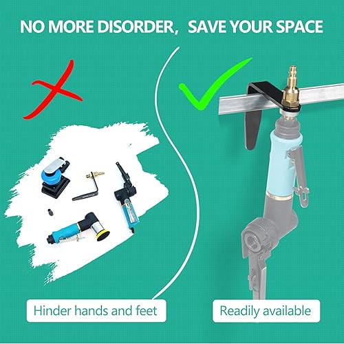 Miniatura 2 de Pronese Gancho de gancho de aluminio para herramientas neumáticas, ganchos organizadores de metal ligero con ajuste giratorio de herramienta de aire