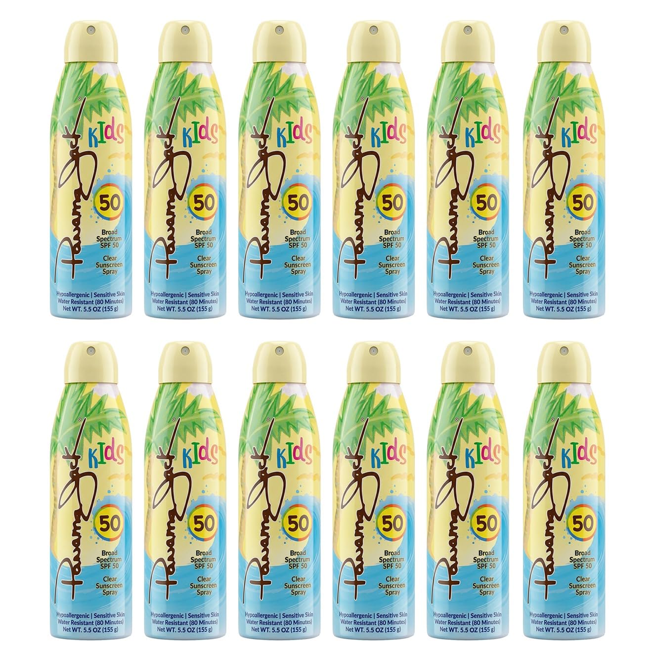 Panama Jack Kids Sunscreen Spray - SPF 50, Broad Spectrum UVA/UVB Protection, Hypo-Allergenic, PABA, Paraben, Gluten & Cruelty Free, Water Resistant (80 Minutes), 5.5 OZ (Pack of 2)