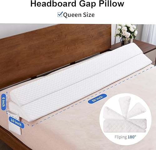 Vista 11 de EUHAMS Almohada de cuña para cama tamaño Queen – Relleno de huecos de cama para colchón con cabecera que cierra el espacio de 0 a 7 pulgadas entre
