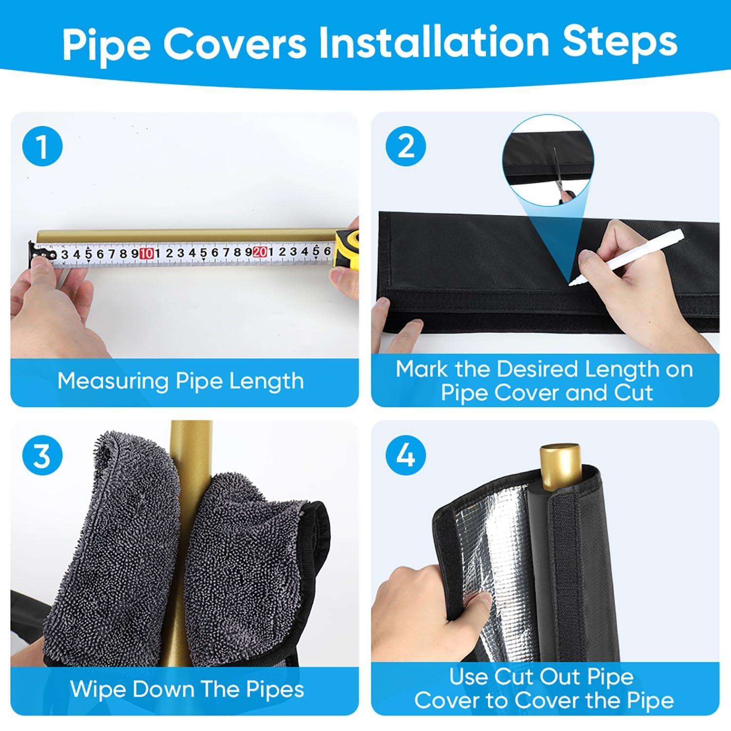 3 Layers HVAC Copper Pipe Insulation Cover, 78.7X11.8 Inch 600D Oxford