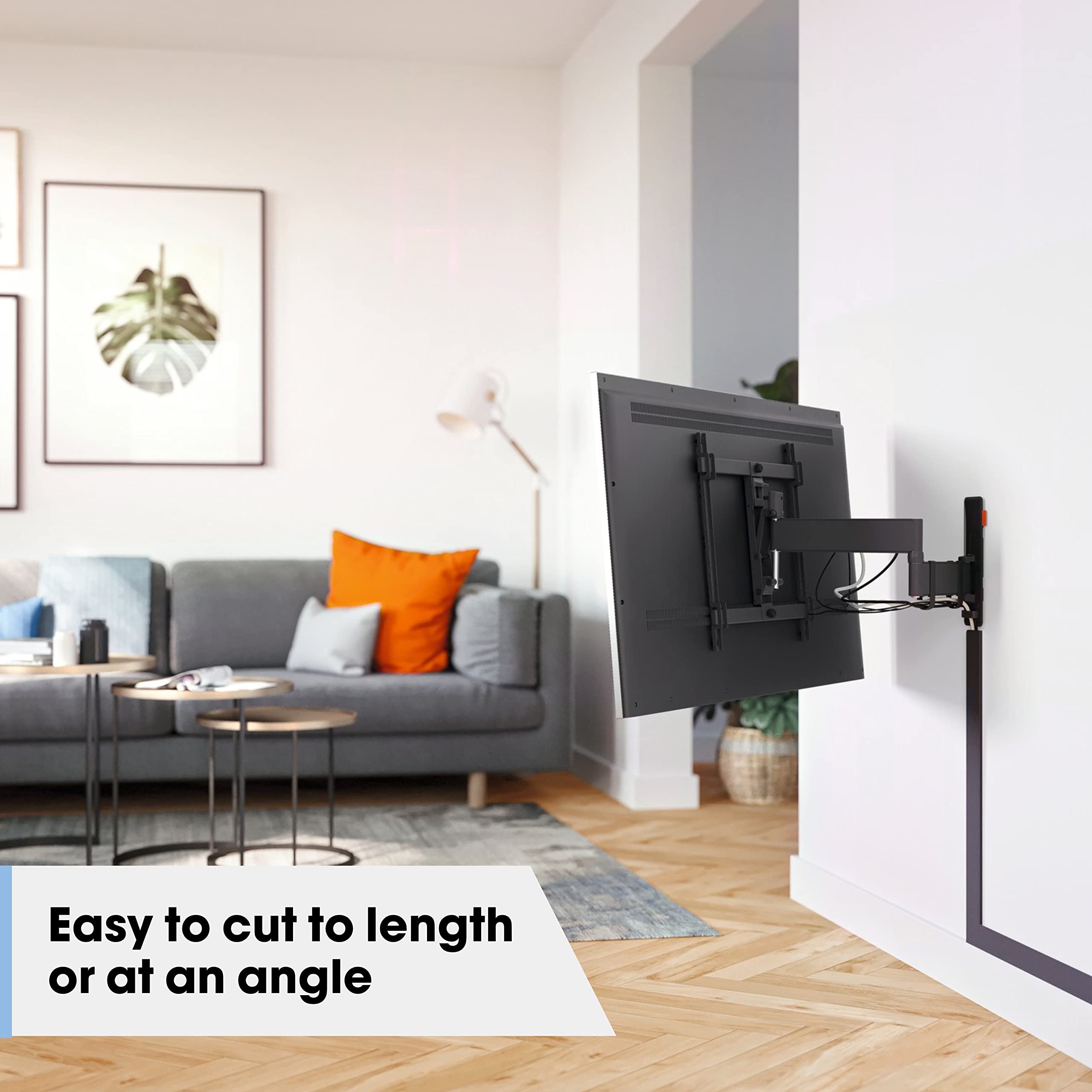 Vogel's TVA 7000 Canal De Câble Blanc - Jusqu'à 6 Câbles, Ultra Fin 1,4 Cm Du Mur, 100 Cm Aluminium, Parfait Pour HDMI, USB, Alim