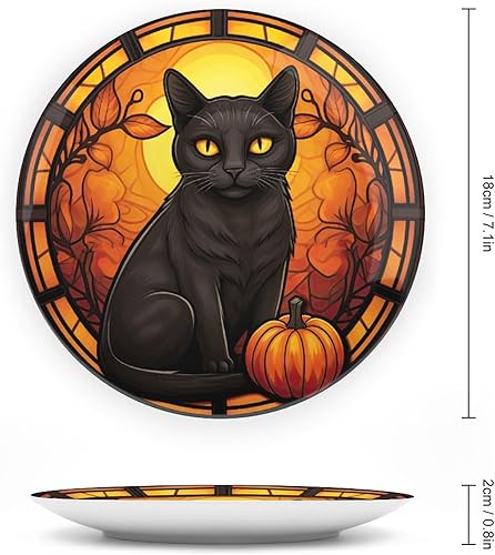 Miniatura 2 de Platos decorativos de Halloween, plato de exhibición de gato negro y calabaza para decoración de mesa de cocina, oficina en casa, platos de