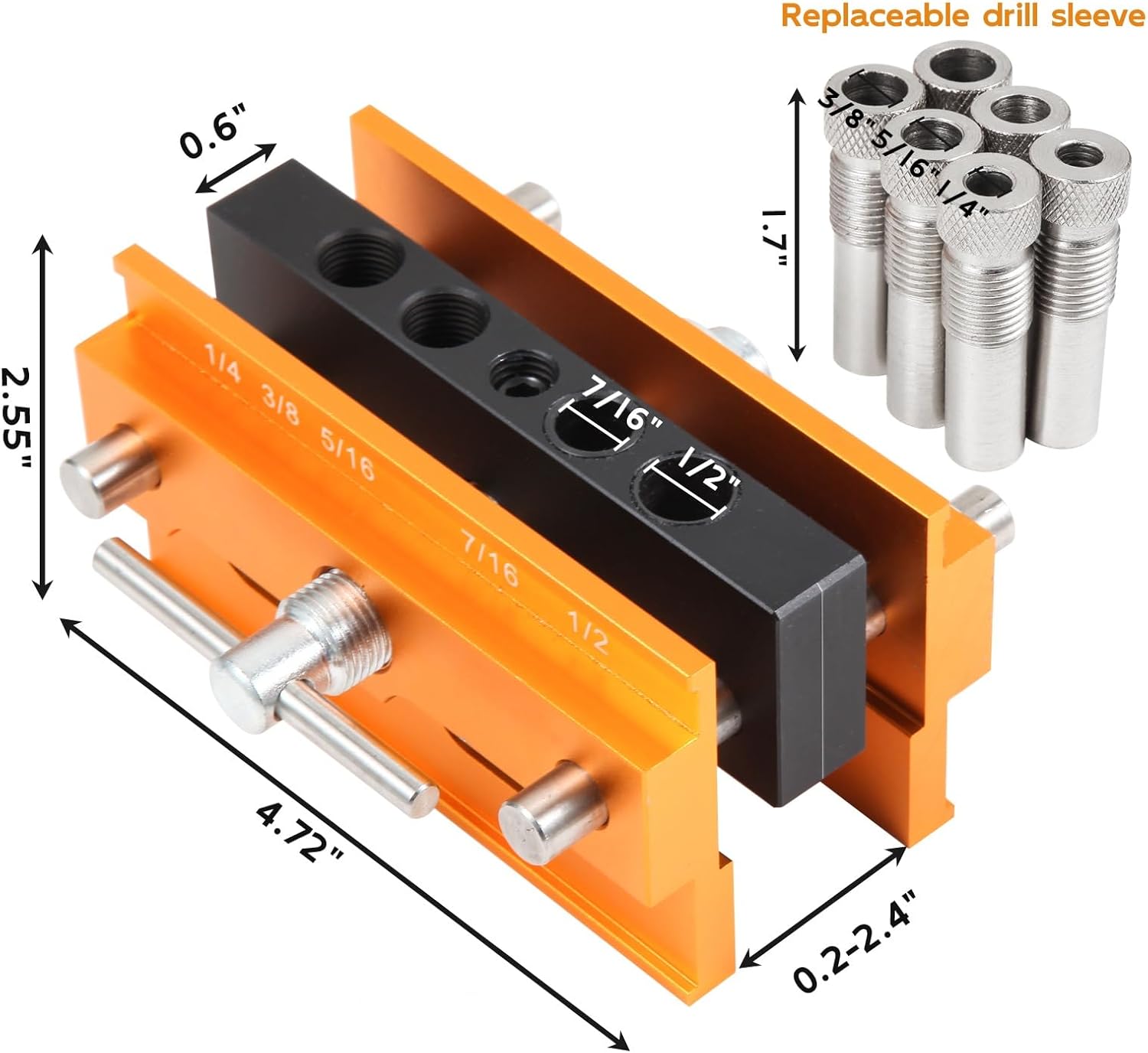 Self Centering Dowel Jig - Doweling Jig Kit for Woodworking Drill Guide For Straight Holes Wood Tools Width Adjustable with 6 Bushings + 3 Drill Bits