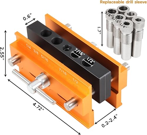 Miniatura 5 de Plantilla de clavija autocentrante – Kit de plantilla de clavija para guía de taladro de carpintería para agujeros rectos, herramientas de madera de