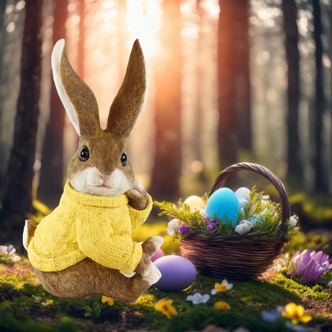 colourliving Hasen Deko Figuren XL Osterhasen Figuren Groß witzige Osterhasen mit Pullover (Gelb)