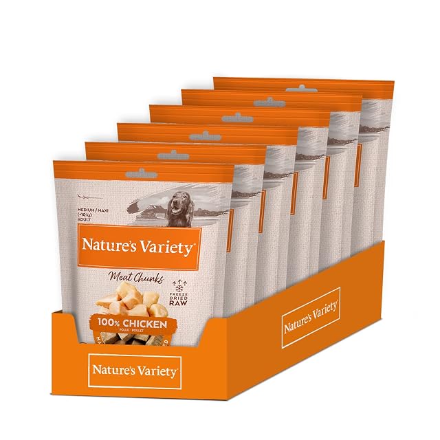Nature's Variety Freezed Dried Cubos Liofilizados De Carne De Pollo Deshuesada para Perros, Caja De 6 X 50G