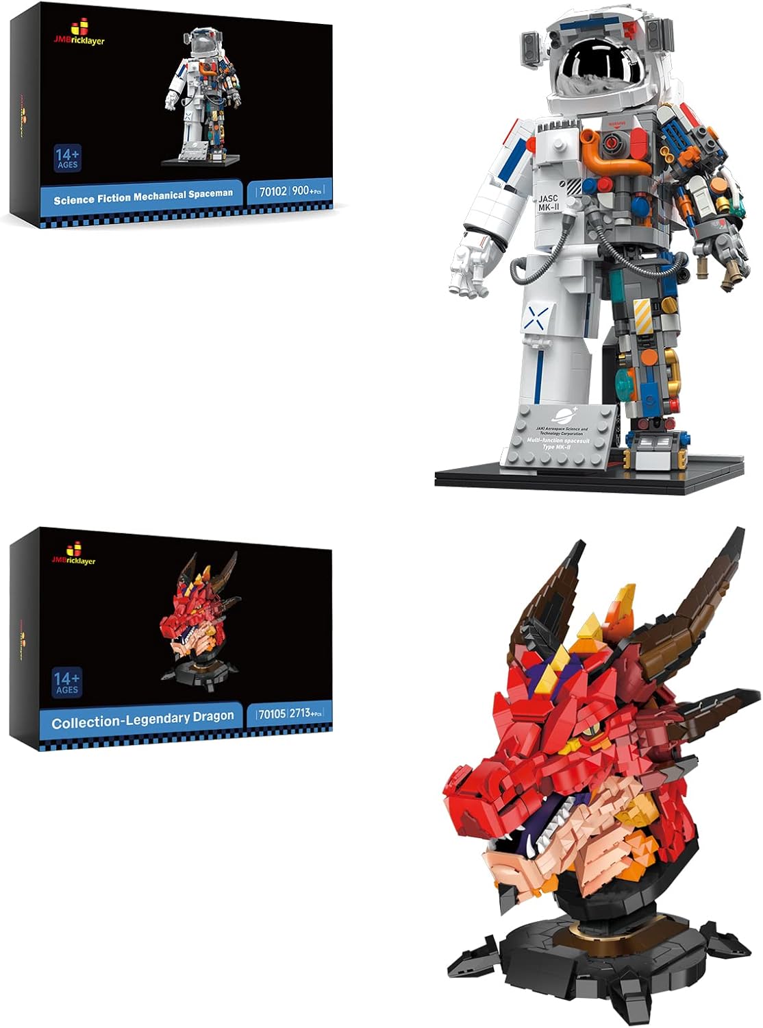 JMBricklayer Space Astronaut Building Blocks Kit & Dragon