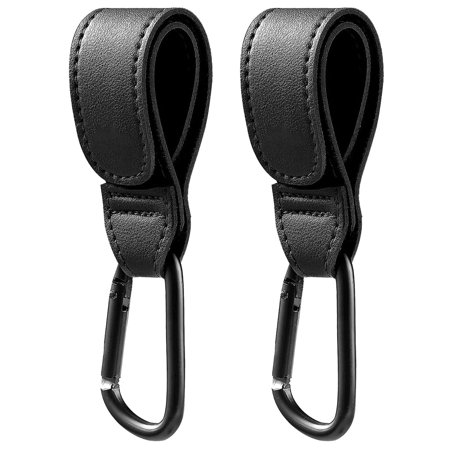 4 Crochets Pour Attache Poussette - Mousquetons En Cuir Et Nylon - Ajustables Velcro - Pour Sac à Langer, Courses, Sac à Main