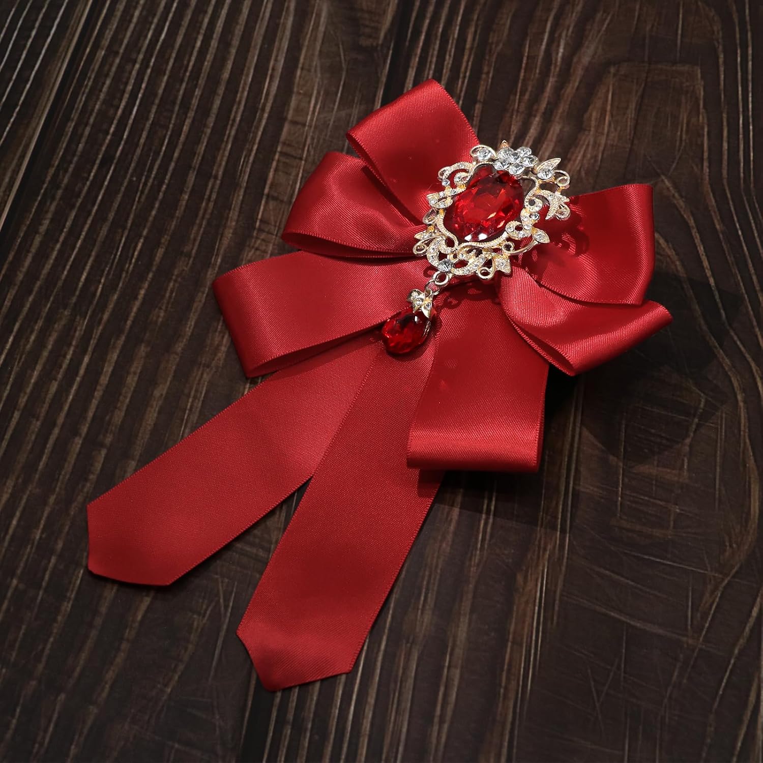 Bow Ties for Men Women, Rhinestone Neck Tie Satin Clip on Bowtie
