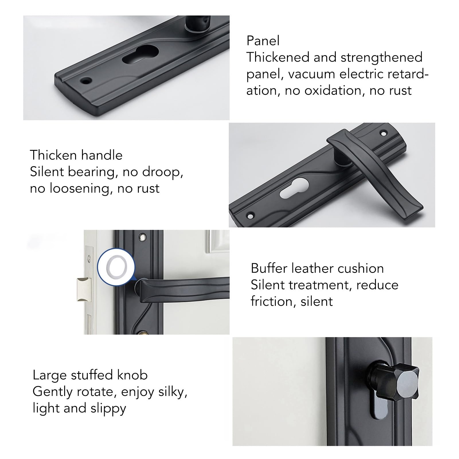 Generisch Tirador de puerta con llave, juego de cerradura de palanca de puerta universal para casa, dormitorio, negro