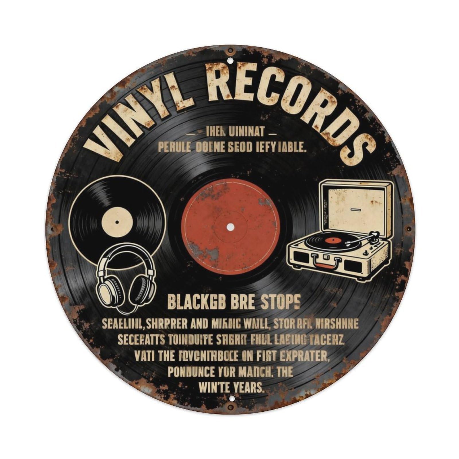 VINYL RECORDS Metal Tin Sign Plaque