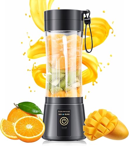 Miniatura 11 de Licuadora portátil para batidos y batidos, mini licuadora inalámbrica de tamaño personal con taza de jugo sin BAP, traje recargable por USB para