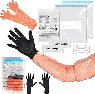 succulentlovers Field Dressing Gloves Kit - 10 Sets Disposable Deer Gutting Gloves for Game Cleaning Deer Hunting Dressing