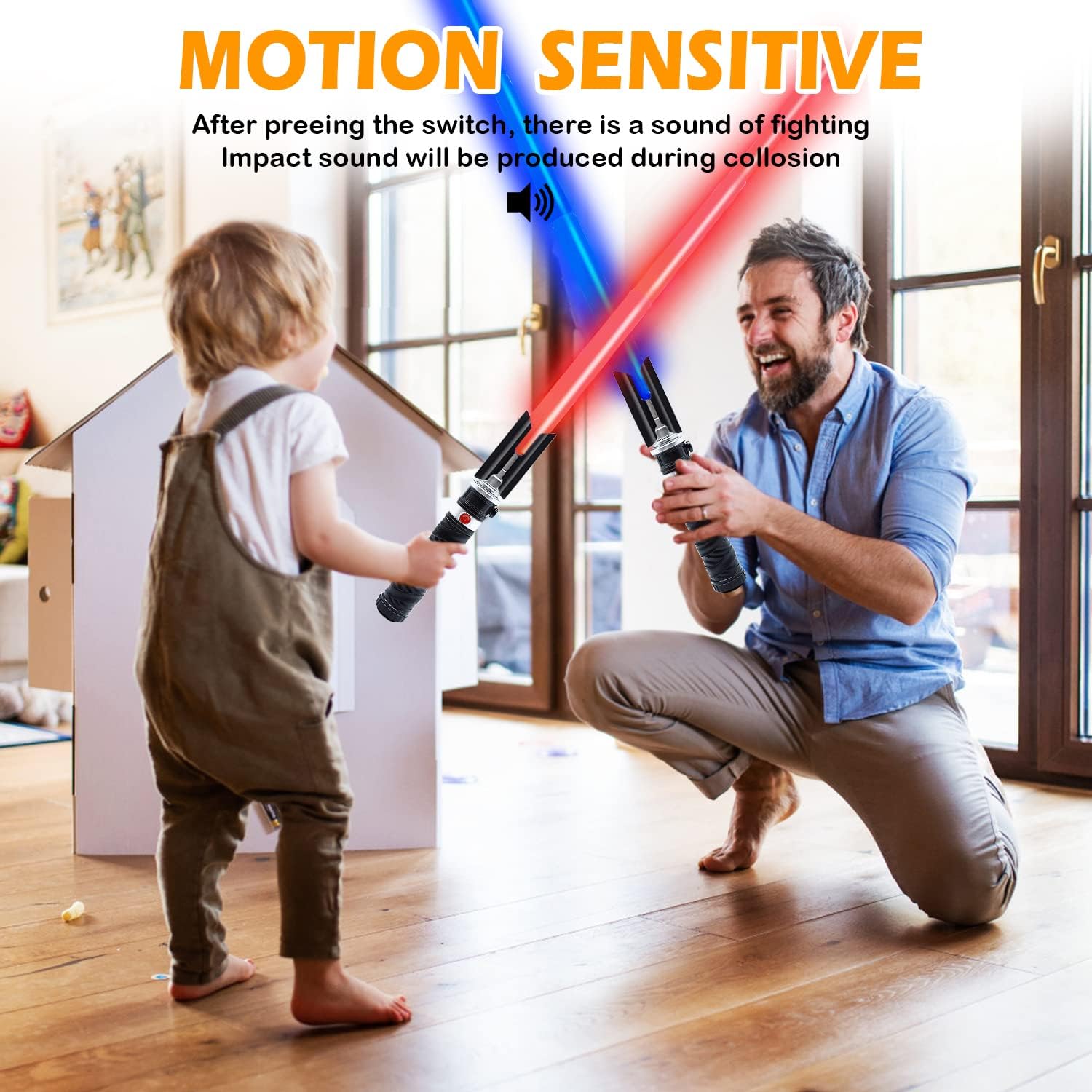 ライトアップセーバー 子供用 2イン1 デュアルライトソード FXサウンド付き (モーションセンシティブ) 拡張可能なライトソードセ