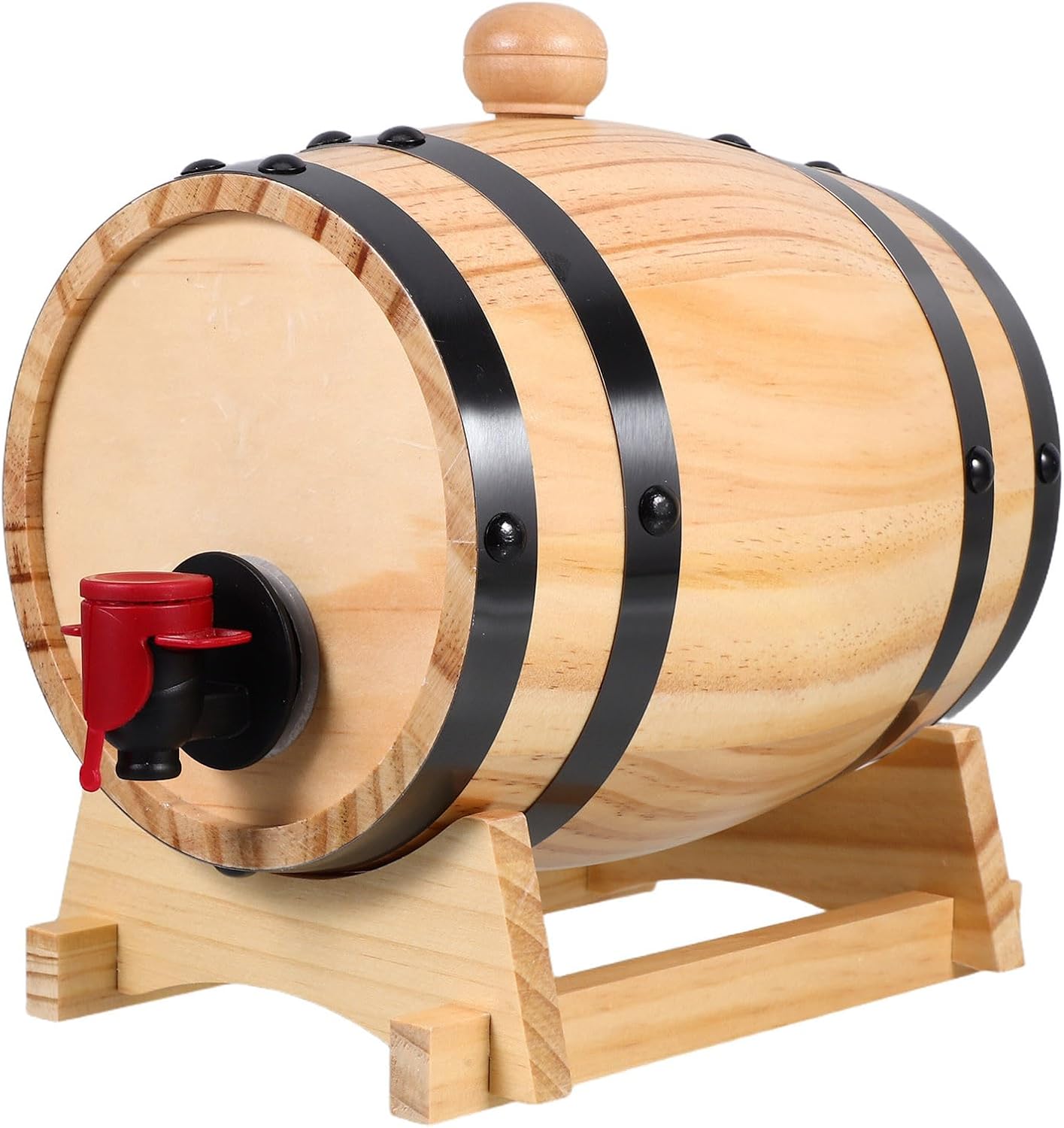1l Oak Wine Barrel Dispenser with Spigot Tap for Restaurant and Bar Use, Mini Wooden Barrel for Aging Whiskey, Wine Making, and Beverage Serving