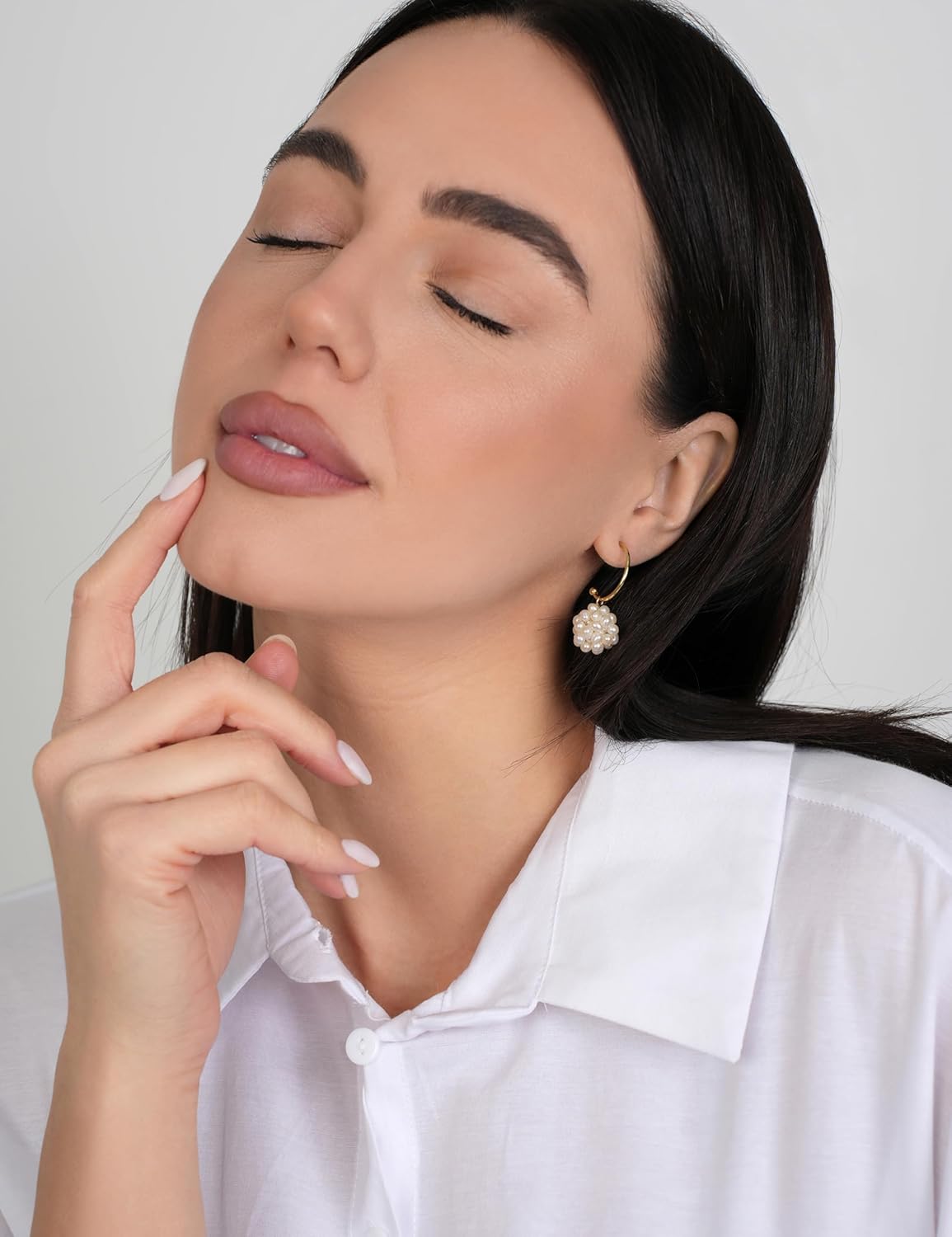 LILY LUSTRE Pearl Cluster Ball Earrings, 14K Gold Plated 925 Sterling Silver AAAA Quality Freshwater Cultured Pearl Earrings, Wedding Bridal Earrings for Women - Image 6