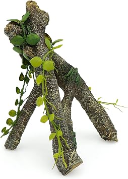 AQUA KT Reptile Corner Branch with Green Leaves Terrarium Desert Decoration