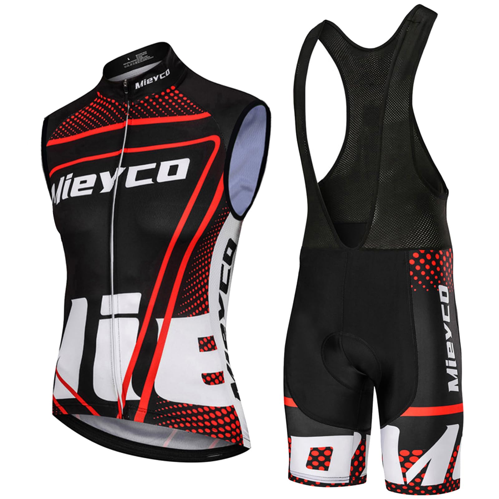 Vêtements Cyclisme Homme Été Tenue Cycliste sans Manches,Maillot de Velo VTT MTB Gilet et Cuissard à Bretelle avec 9D Coussin Gel,Ensemble Combinaisons de Cycling Sleeveless Respirant Séchage Rapide
