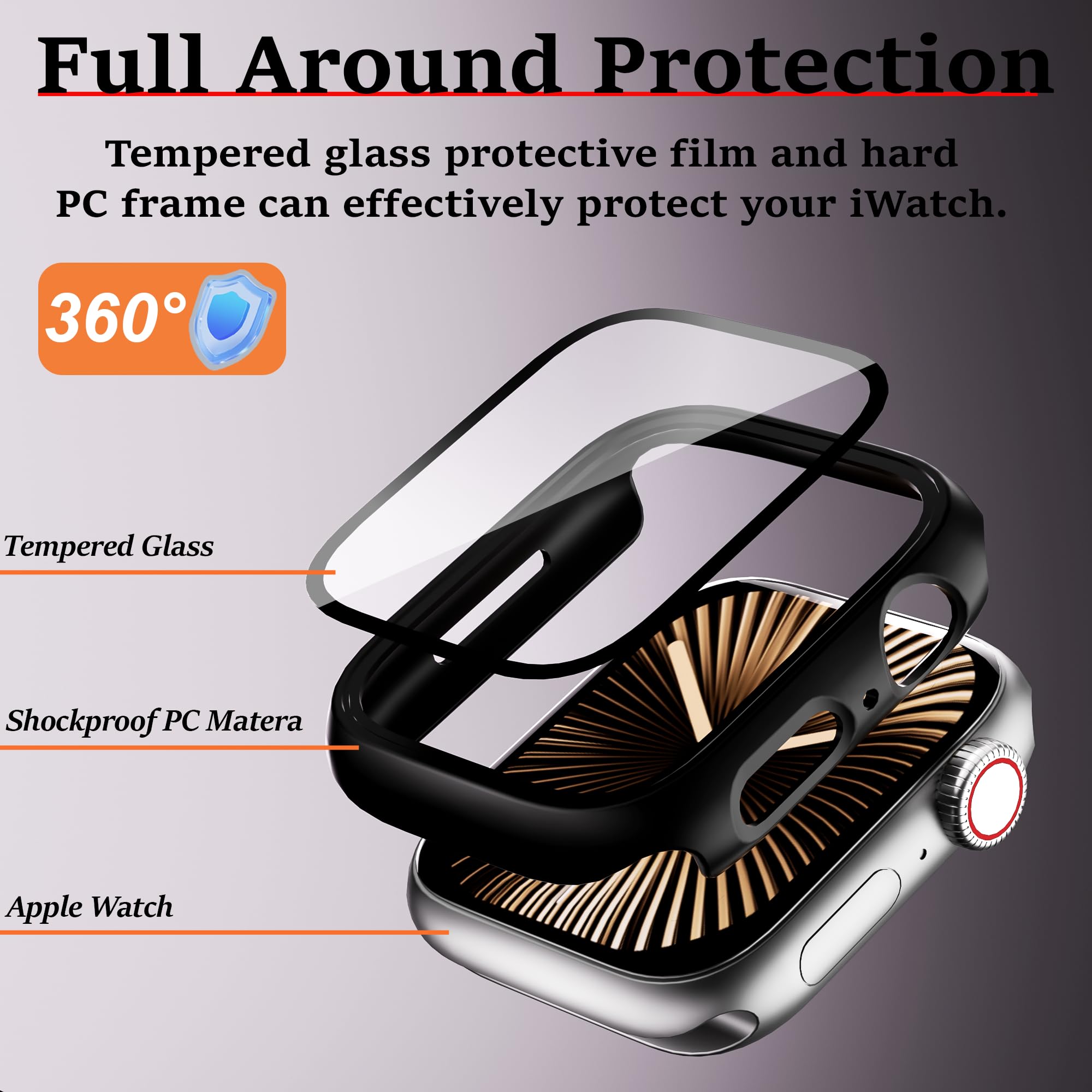 [16 Stück] Harte PC-Hülle mit Displayschutzfolie, kompatibel mit Apple Watch Series 7 45 mm, Full Edge All Around Schutzhülle Anti-Scratch Frame Cover für iWatch Smartwatch Zubehör
