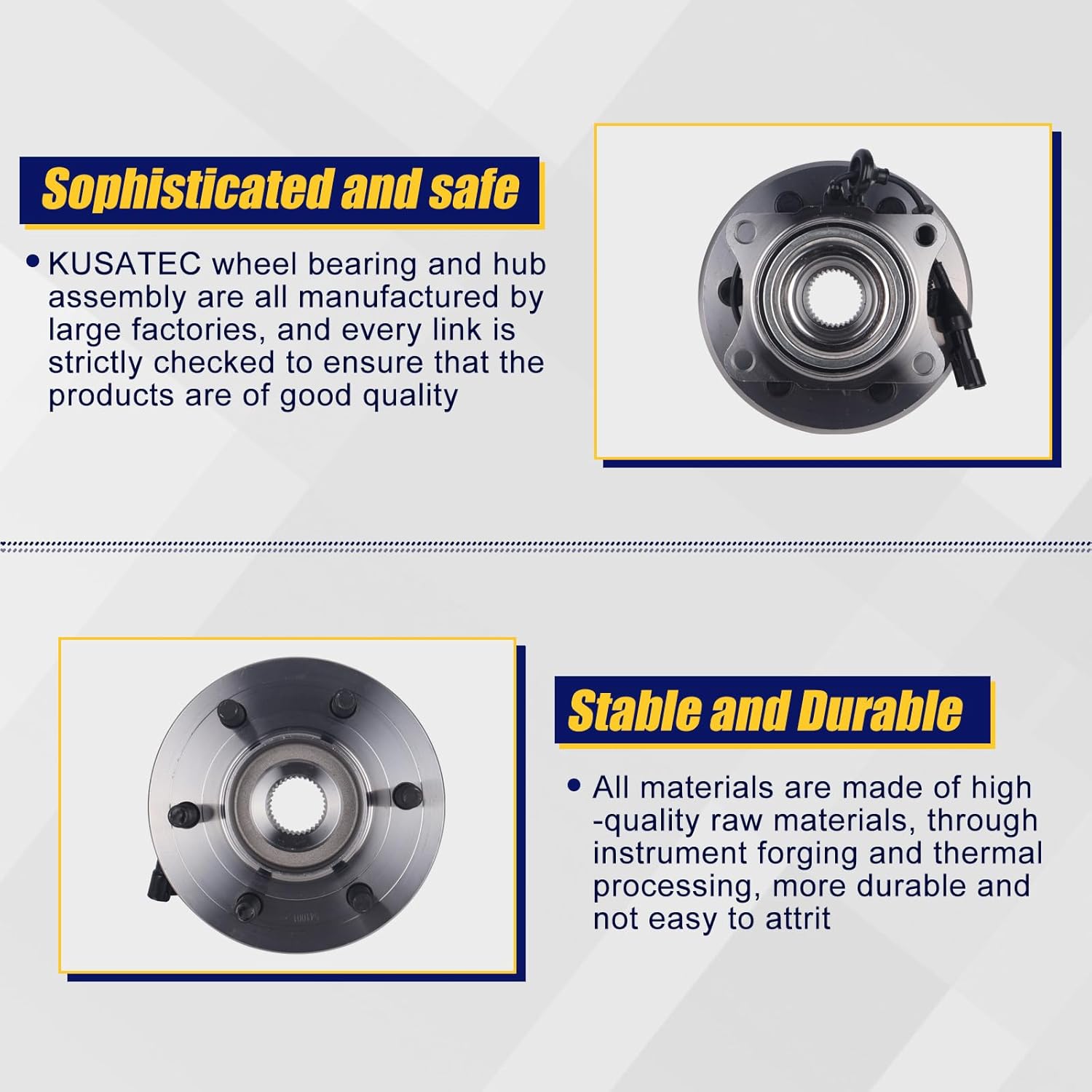 KUSATEC 541001 Rear Wheel Bearing and Hub Assembly Compatible with 2003-2006 Ford Expedition, Lincoln Navigator, 6 Lug Bolts w/ABS