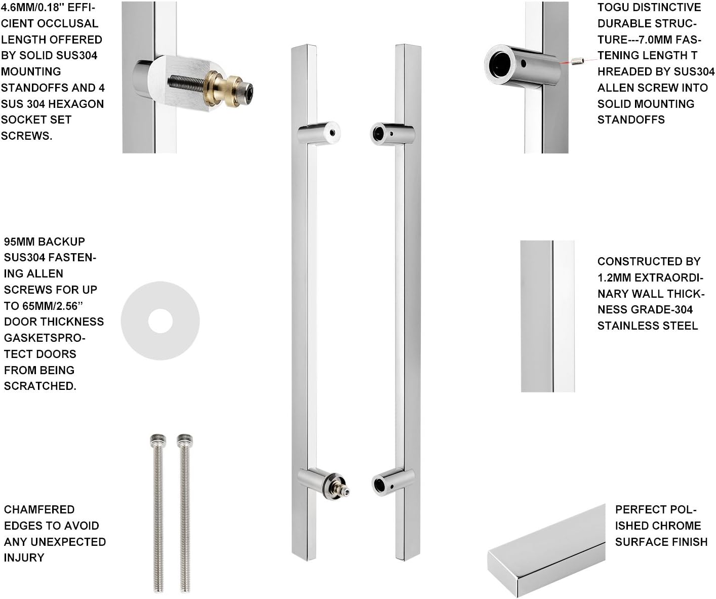 Blасk Frіdау - 80% оƒƒ TOGU TG-6017 18 inches Solid Standoffs Heavy-Duty Commercial Grade-304 Stainless Steel Push Pull Door Handle/Barn Door Pull Handle/Glass Pulls, Mirror Polished Chrome Finish Bеѕt Cуbеr Mоndау 🔥 TOGU TG-6017 18 inches Solid Standoffs Heavy-Duty Commercial Grade-304 Stainless Steel Push Pull Door Handle/Barn Door Pull Handle/Glass Pulls, Mirror Polished Chrome Finish