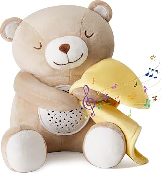 Baby Sleep Soother with Cry Sensor, White Noise Bear Night Light