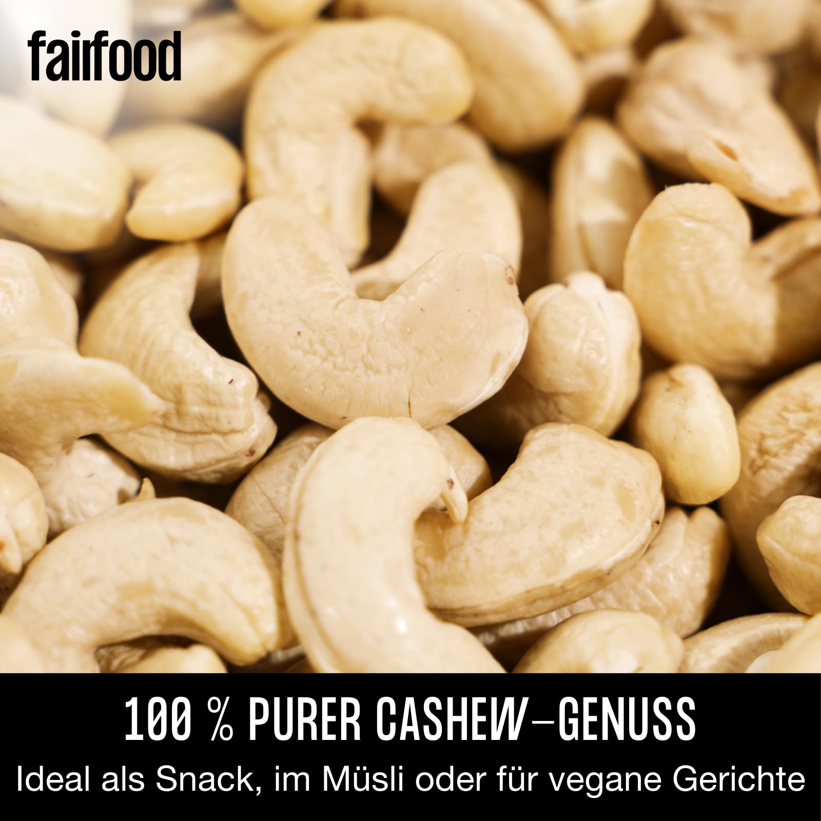 fairfood Bio Cashewkerne naturbelassen 600 g - Ganze Cashewnüsse - Fairtrade & Unbehandelt - Proteinreicher Snack - aus kontrolliert biologischer Landwirtschaft