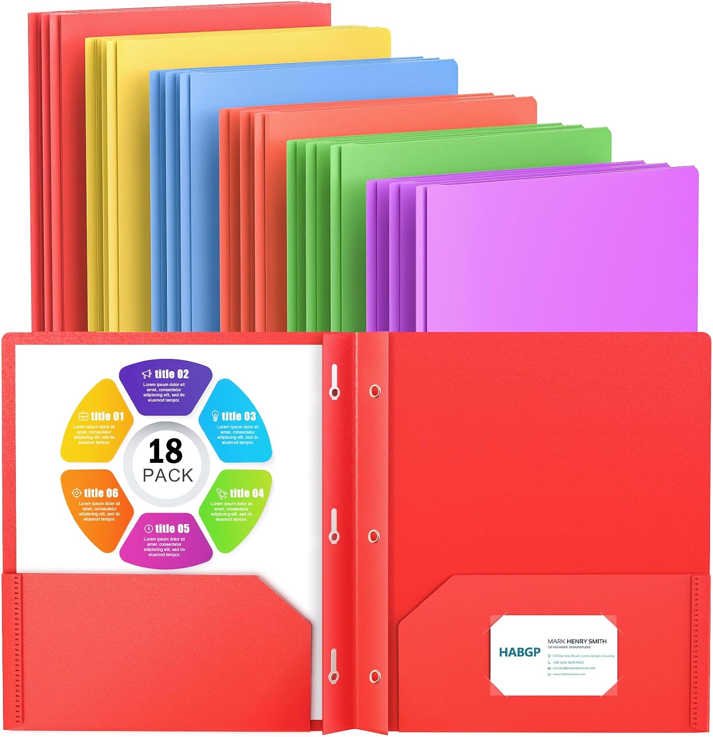 18 Folders with Pockets and Prongs, 2 Pocket 3 Prong Folder, Plastic Folder